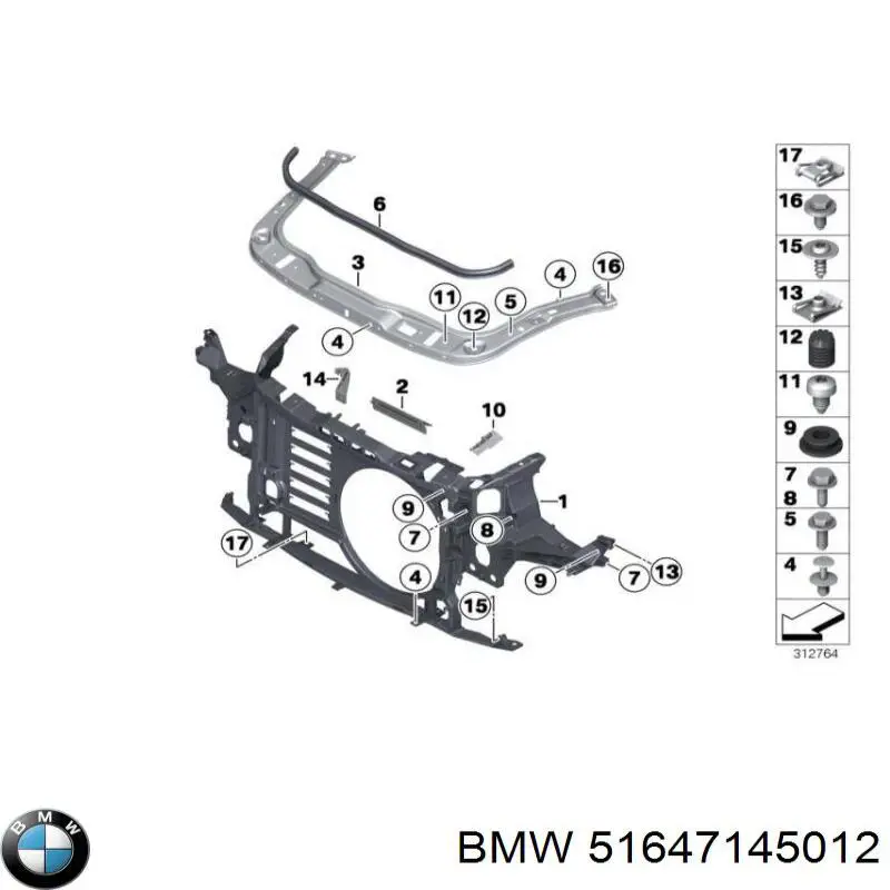 Ramka mocowania chłodnicy BMW 51647145012 cena, od 258,79 USD