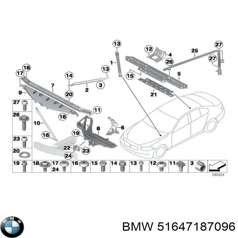 Wzmocnienie wspornika chłodnicy, dolne do BMW 5 (F10)