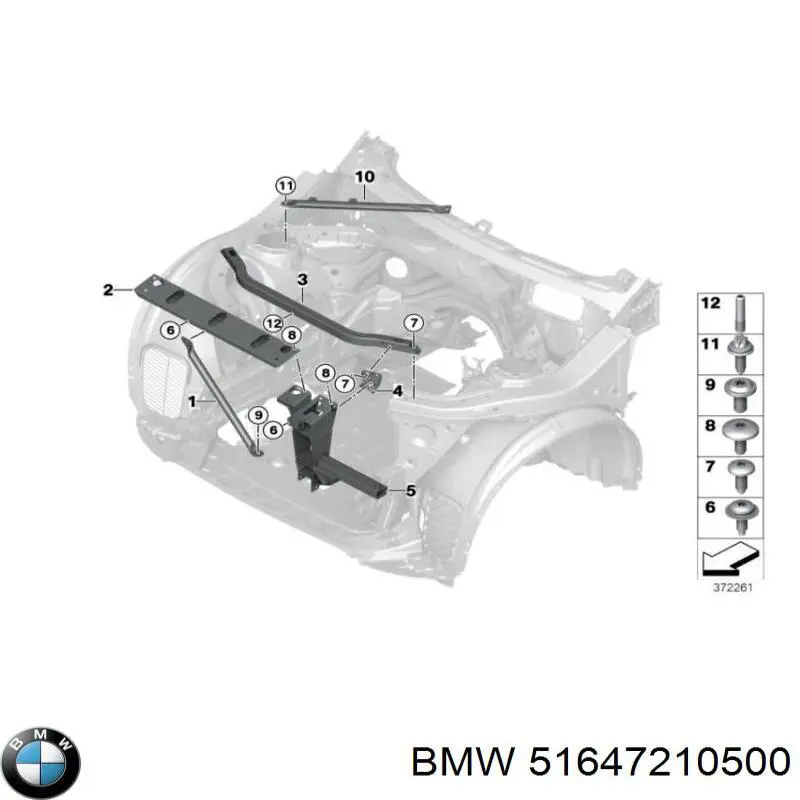 Osłona chłodnicy prawa (panel mocowania reflektorów) BMW 7210500 cena, od 145,88 USD