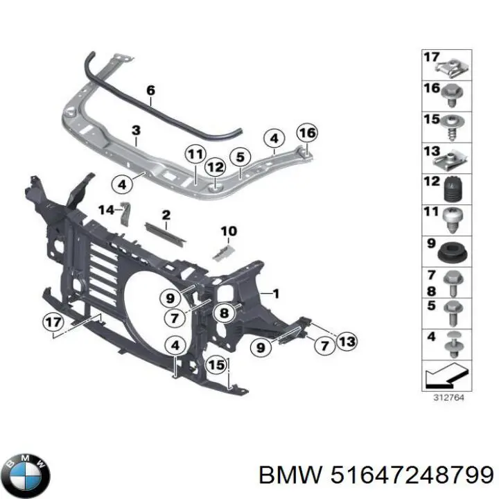 51647248799 BMW Osłona chłodnicy kompletna (panel mocowania reflektorów)