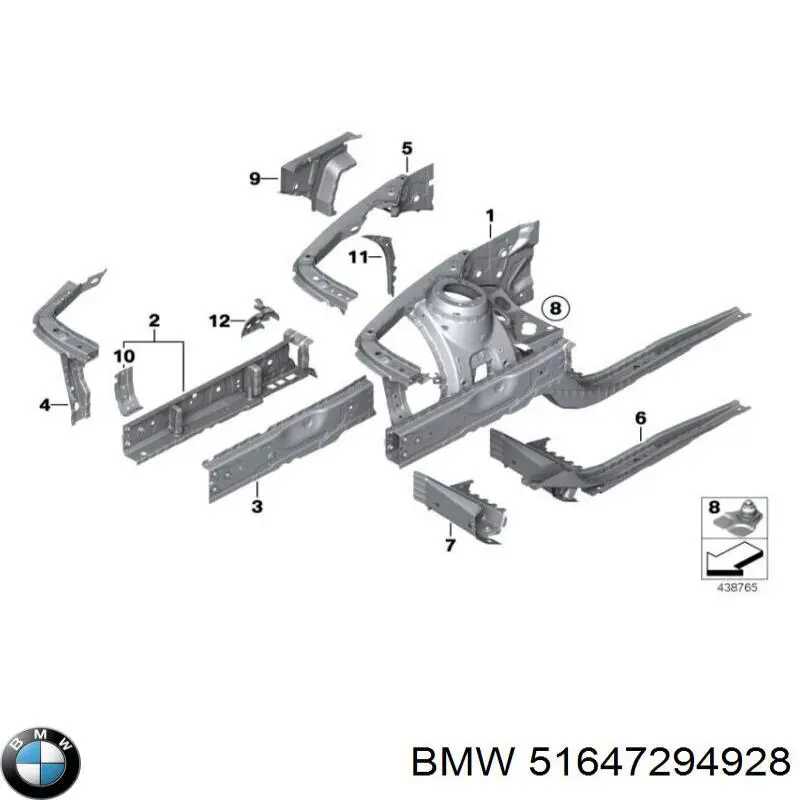 Do koszyka 51647294928 BMW Osłona chłodnicy górna (panel mocowania reflektorów)