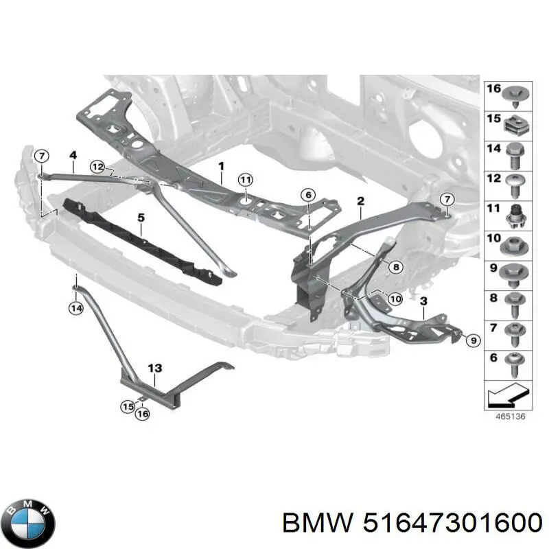 51647301600 BMW Wspornik (adapter) mocowania reflektora przedniego prawego