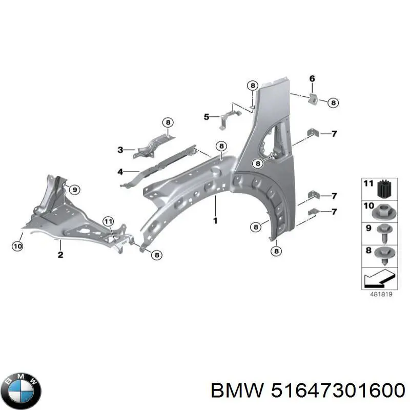Wspornik (adapter) mocowania reflektora przedniego prawego BMW 51647301600 cena, od 53,50 USD