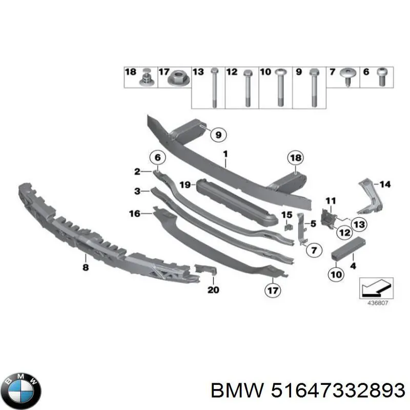 Kierownica powietrza (deflektor) chłodnicy BMW 51647332893 cena, od 219,31 USD