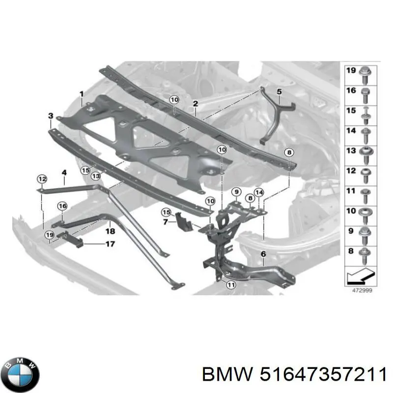 51647357211 BMW Osłona chłodnicy dolna (panel mocowania reflektorów)