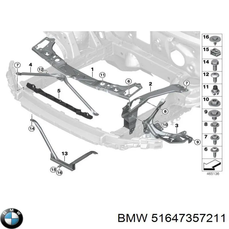 Osłona chłodnicy dolna (panel mocowania reflektorów) BMW 51647357211 cena, od 58,35 USD