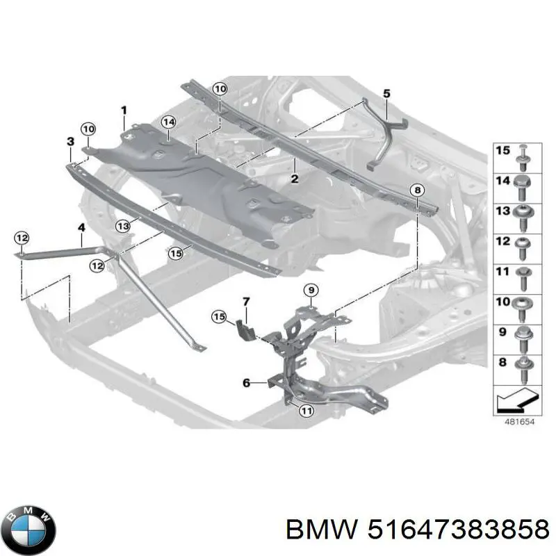 51647383858 BMW Wspornik (adapter) mocowania reflektora przedniego prawego