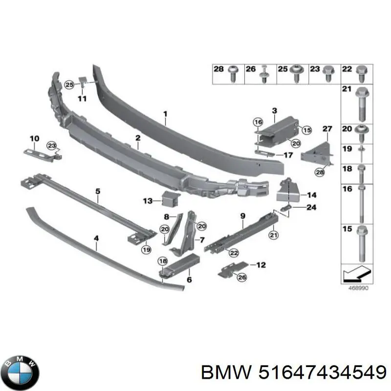 Wzmocnienie zderzaka przedniego BMW 51647434549 cena, od 48,93 USD