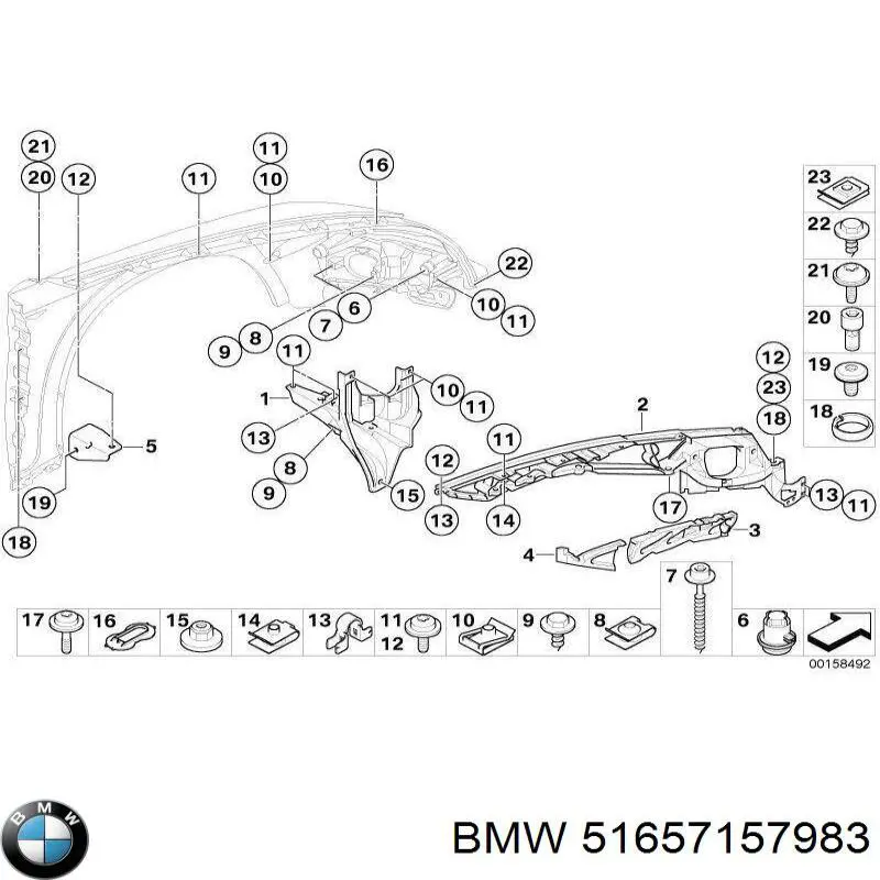 51657157983 BMW Wspornik do mocowania błotnika przedniego lewy tylny