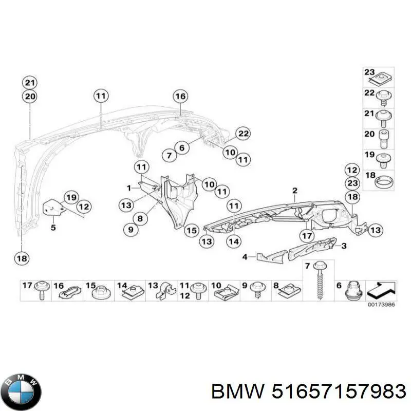 Wspornik do mocowania błotnika przedniego lewy tylny BMW 51657157983 cena, od 29,68 USD
