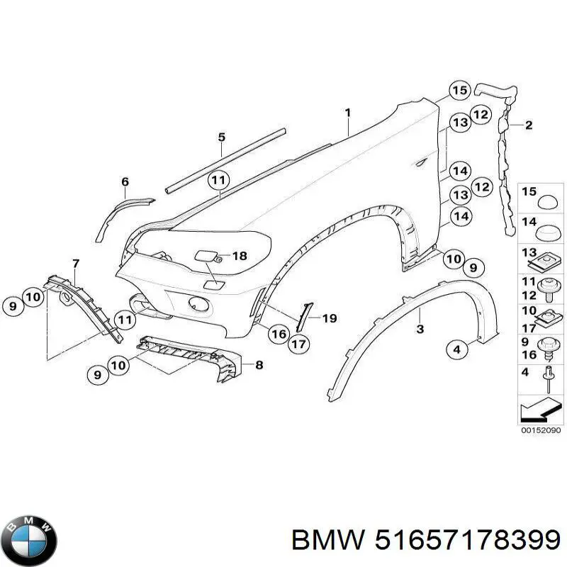 Błotnik przedni lewy BMW 51657178399 cena, od 163,91 USD