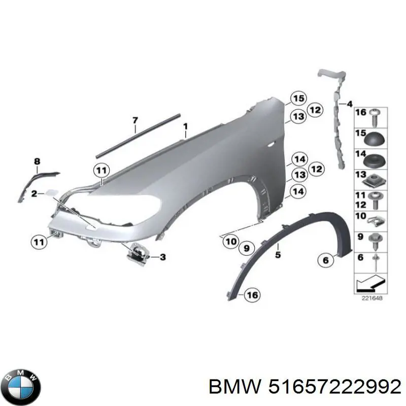 51657222992 BMW Błotnik przedni prawy