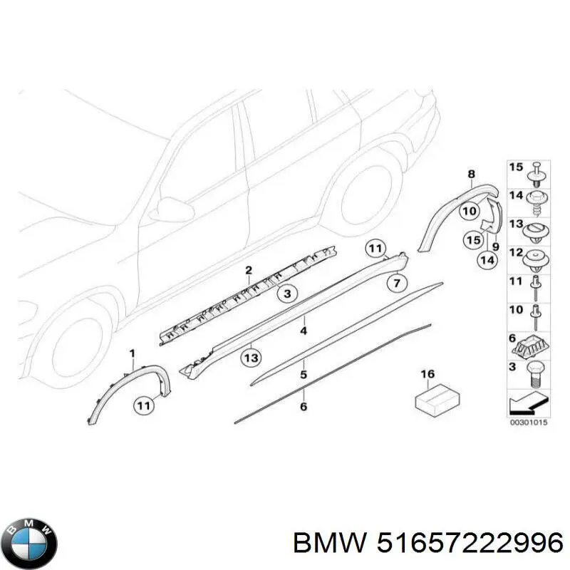 Do koszyka 51657222996 BMW Błotnik przedni prawy