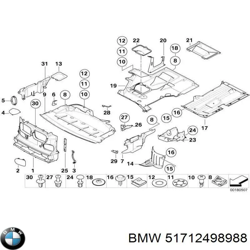 Do koszyka 51712498988 BMW Osłona silnika, miski (przedziału silnika)
