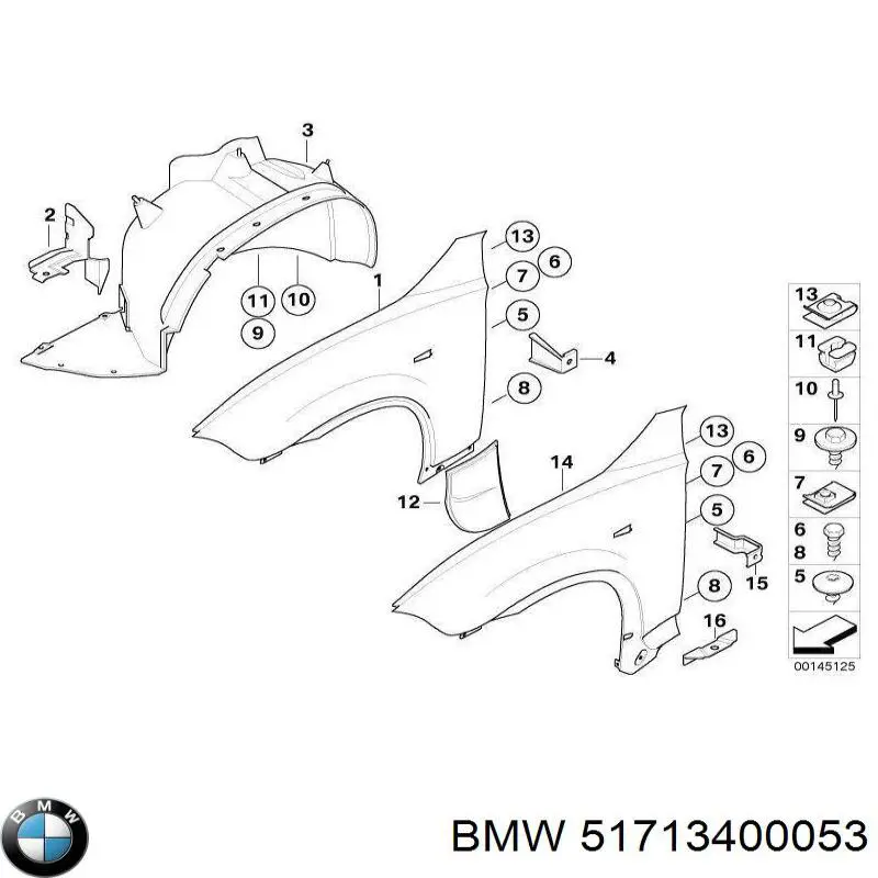 51713400053 BMW Nadkole błotnika przedniego lewe