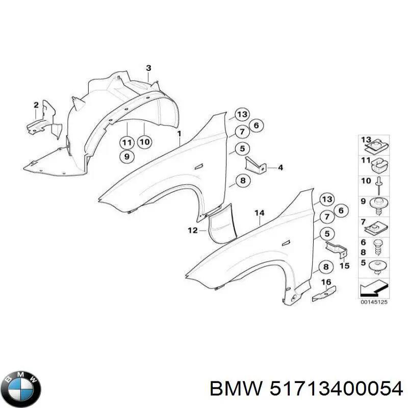 51713400054 BMW Nadkole błotnika przedniego prawe