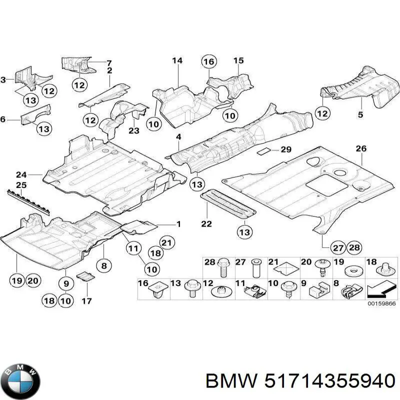 Do koszyka 51714355940 BMW Osłona silnika, miski (przedziału silnika)
