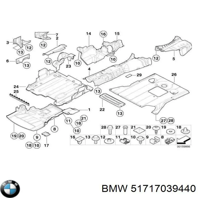 Osłona silnika, miski (przedziału silnika) BMW 51717039440 cena, od 49,78 USD