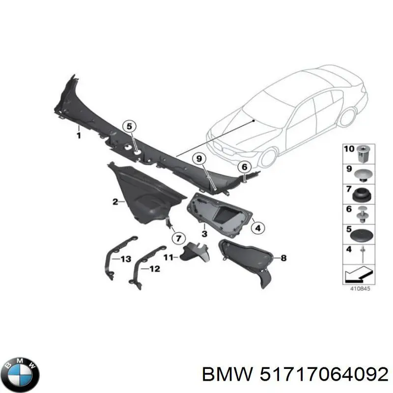Do koszyka 51717064092 BMW Spinka mocowania nadkola przedniego