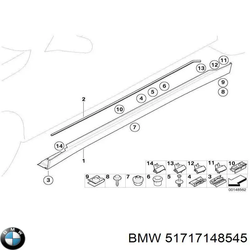 Nakładka (listwa ochronna) na próg zewnętrzna lewa do BMW 7 (E65, E66, E67)