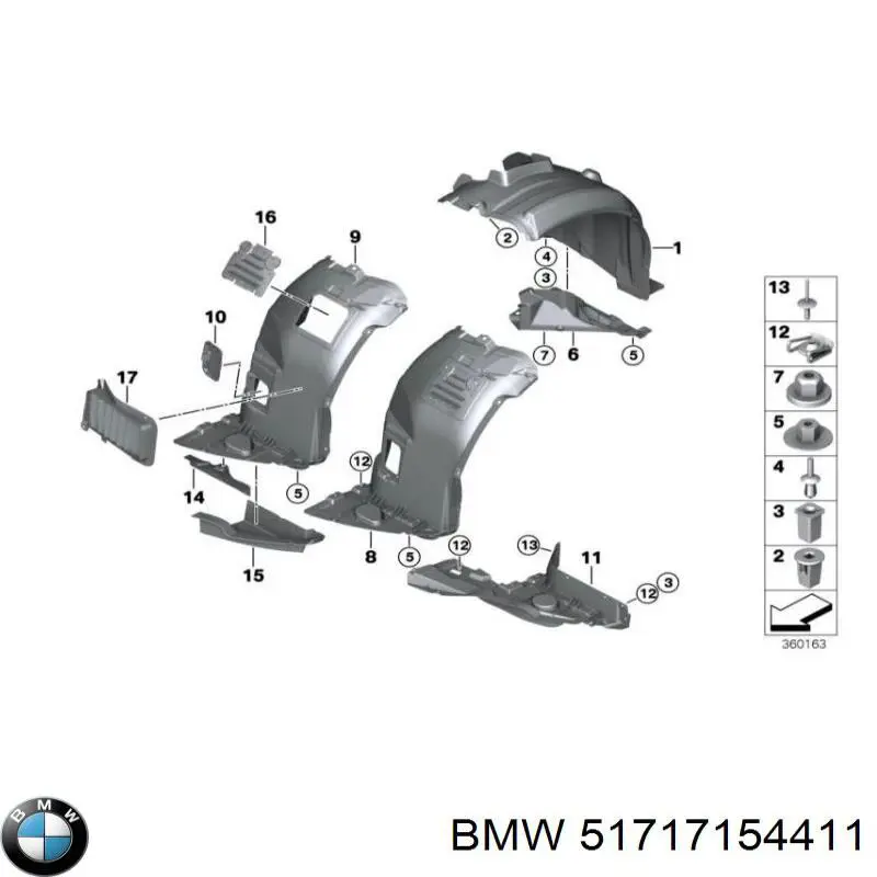 Nadkole błotnika przedniego lewe tylne do BMW 3 (E92)