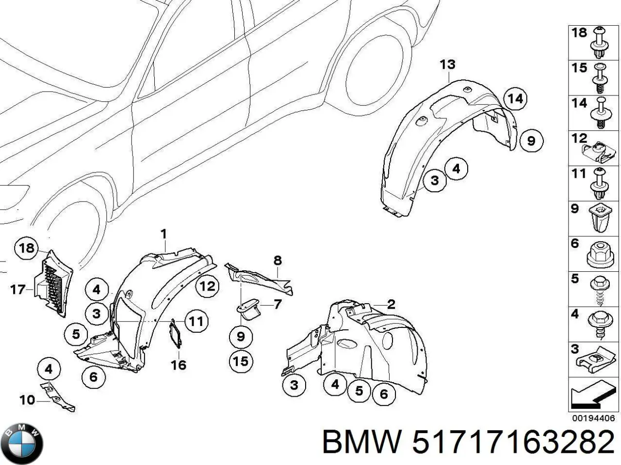 Nadkole błotnika przedniego prawe do BMW X5  E70