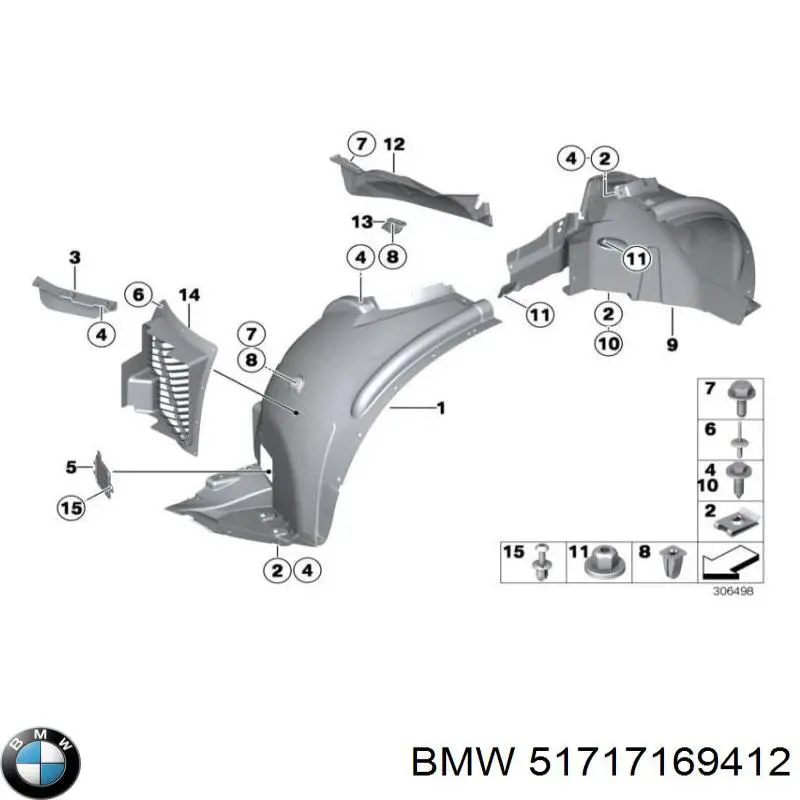 51717169412 BMW Nadkole błotnika przedniego prawe przednie