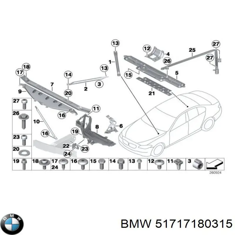 Wspornik przedniej osi zawieszenia lewy do BMW 7 (F01, F02, F03, F04)