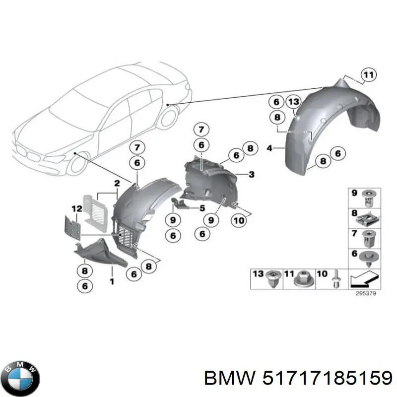 Nadkole błotnika przedniego lewe tylne do BMW 7 (F01, F02, F03, F04)