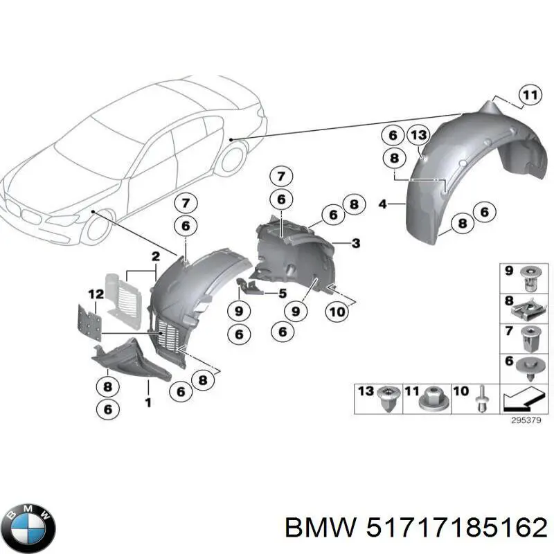 Nadkole błotnika przedniego prawe przednie do BMW 7 (F01, F02, F03, F04)