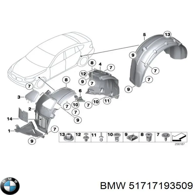 51717193509 BMW Nadkole błotnika przedniego lewe przednie