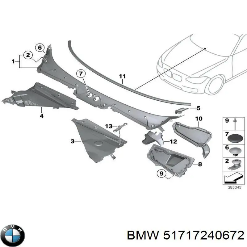 51717240672 BMW Podszybie szyby czołowej