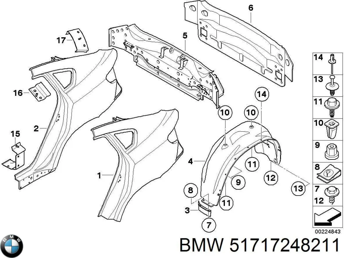 Nadkole błotnika tylnego lewe do BMW X6 (E72)