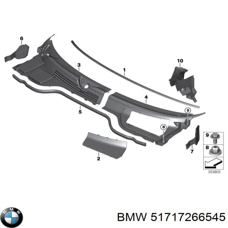 Do koszyka 51717266545 BMW Nadkole błotnika przedniego lewe
