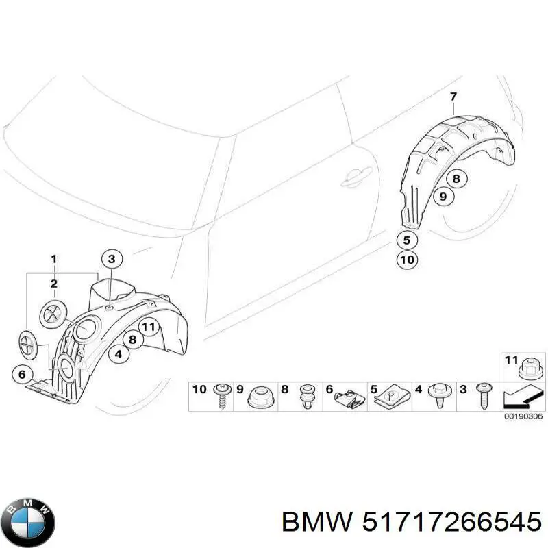 51717266545 BMW Nadkole błotnika przedniego lewe