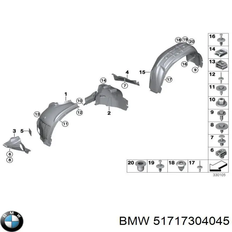 51717304045 BMW Osłona zderzaka przedniego lewa