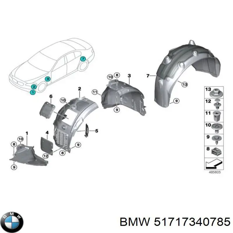 Nadkole błotnika przedniego lewe przednie do BMW 5 (G31)