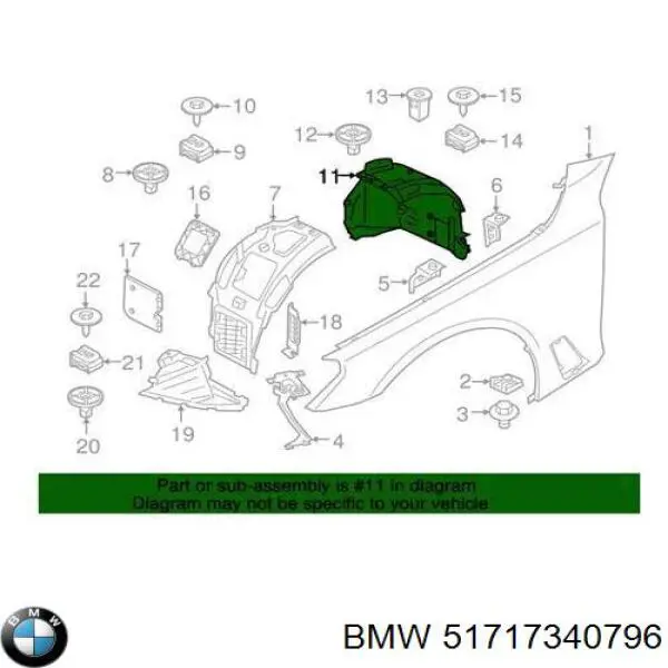 Nadkole błotnika przedniego prawe tylne do BMW 5 (G30, F90)