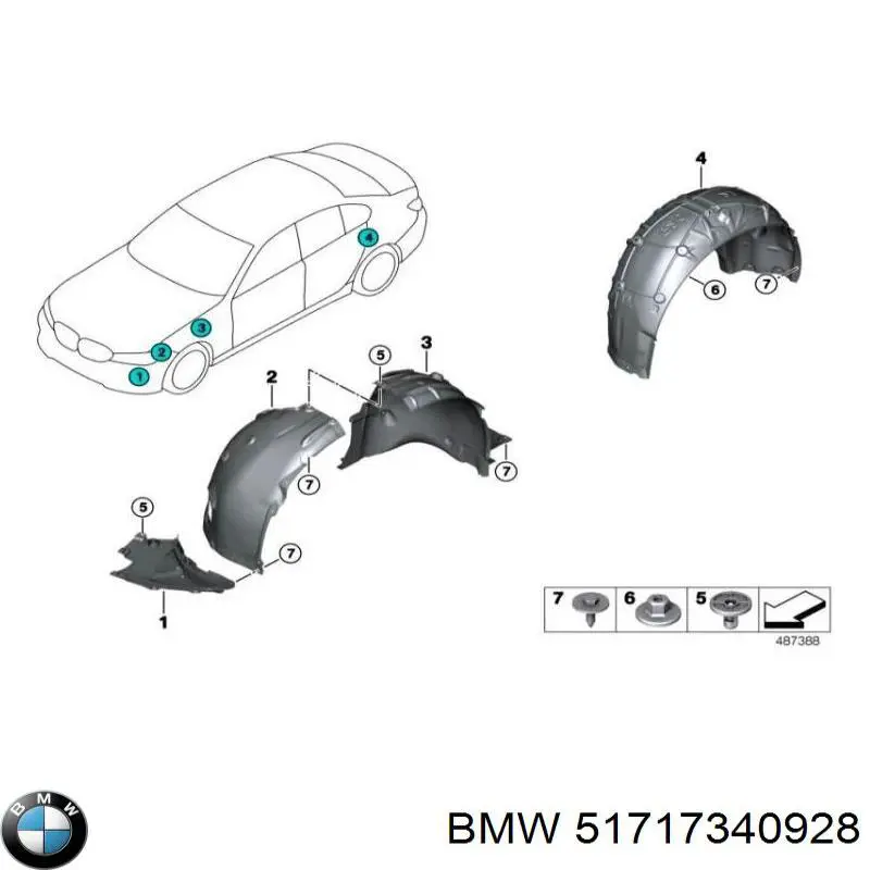 Nadkole błotnika przedniego prawe tylne do BMW 3 (G21)