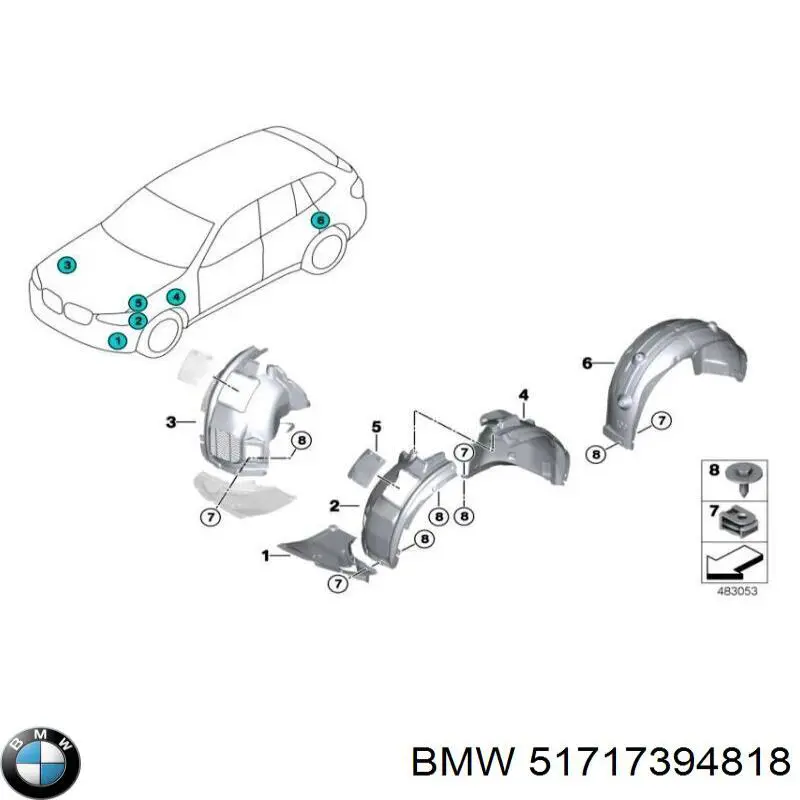 51717394818 BMW Nadkole błotnika tylnego prawe
