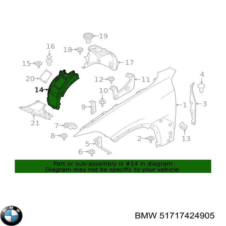51717424905 BMW Nadkole błotnika przedniego lewe przednie