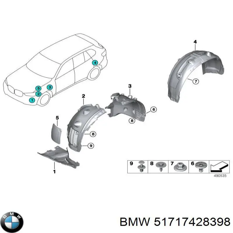 51717428398 BMW Klapka błotnika przedniego prawego