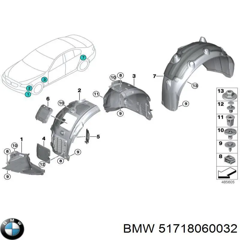 51718060032 BMW Nakładka ochronna na błotnik przedni