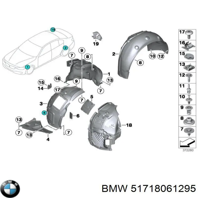 Osłona błotnika przedniego lewa + prawa, zestaw BMW 51718061295 cena, od 7,55 USD