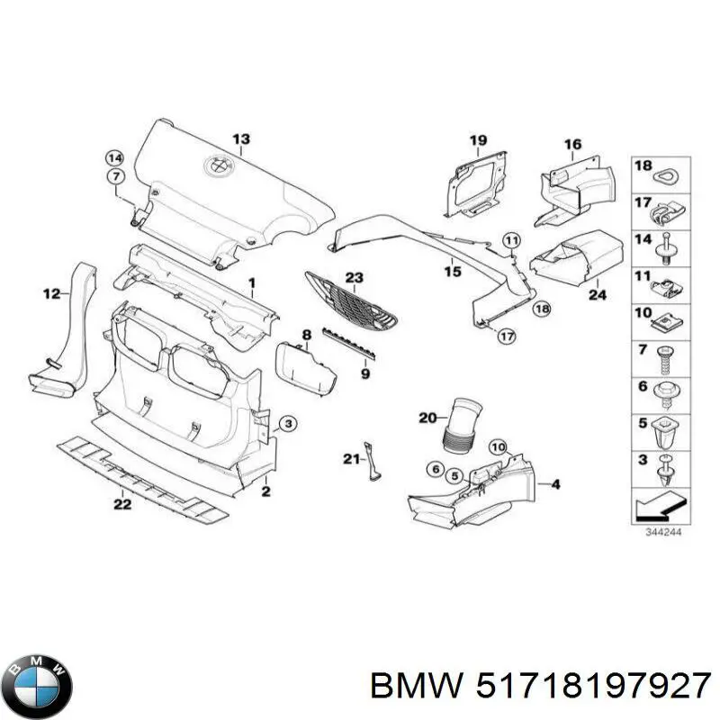 51718197927 BMW Kierownica powietrza tarczy hamulcowej lewa