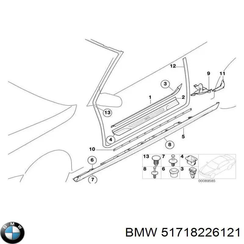 Spinka mocowania nakładek progów BMW 51718226121 cena, od 112,29 USD