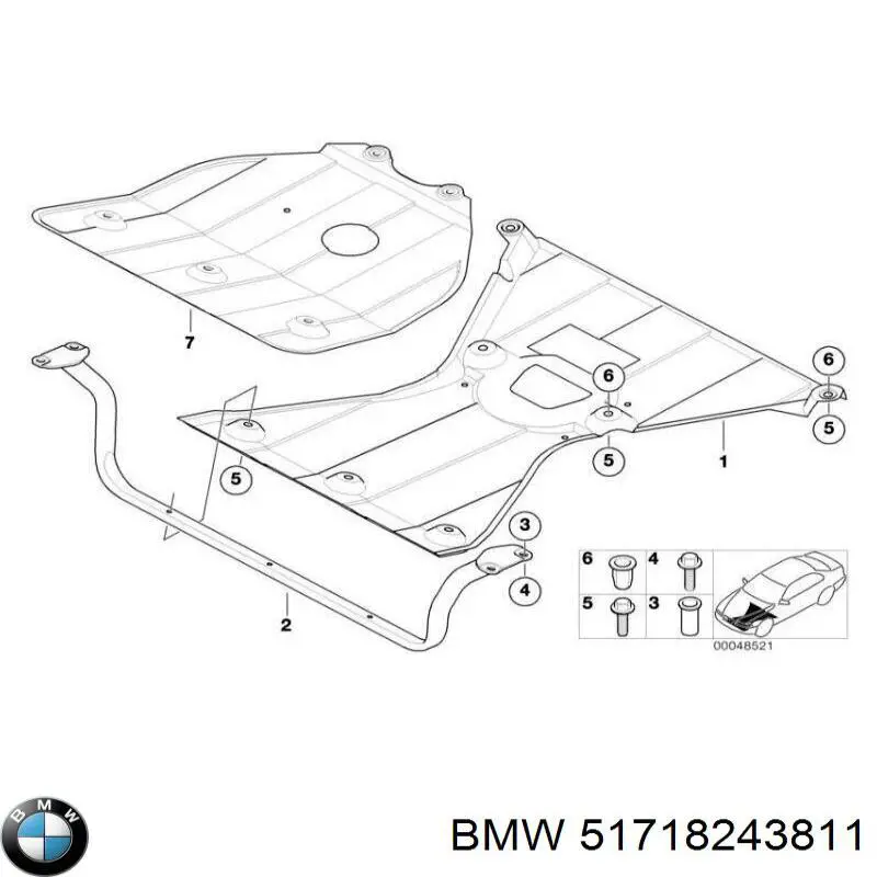 Osłona silnika, miski (przedziału silnika) BMW 51718243811 cena, od 268,05 USD