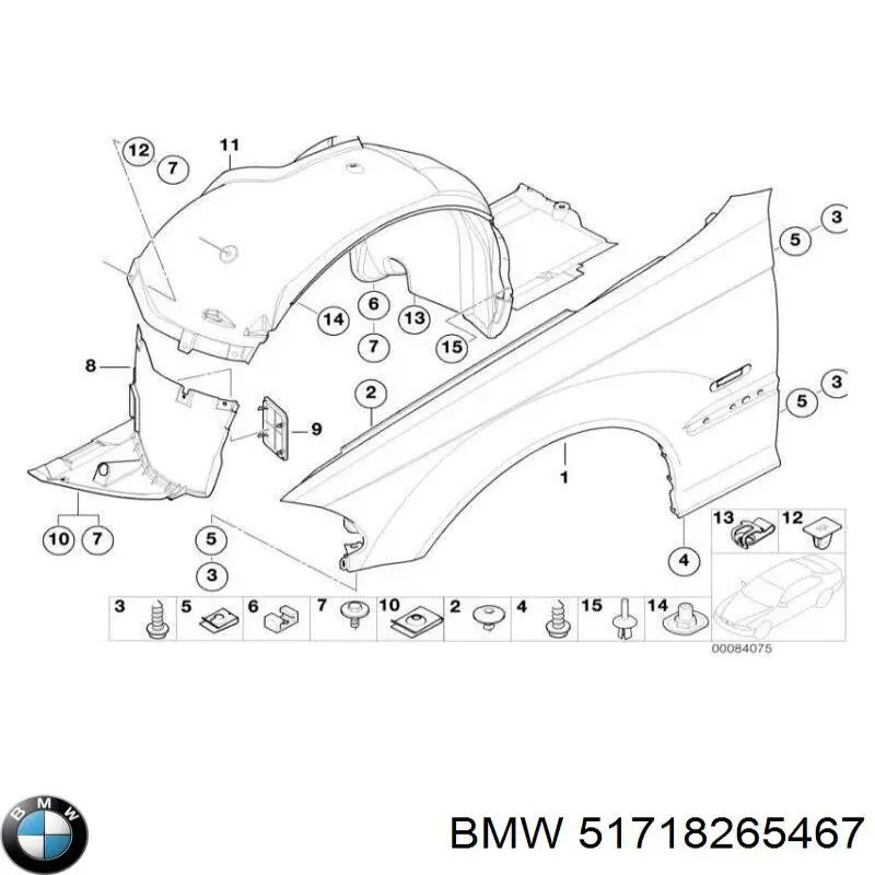 Nadkole błotnika przedniego lewe tylne BMW 51718265467 cena, od 26,19 USD
