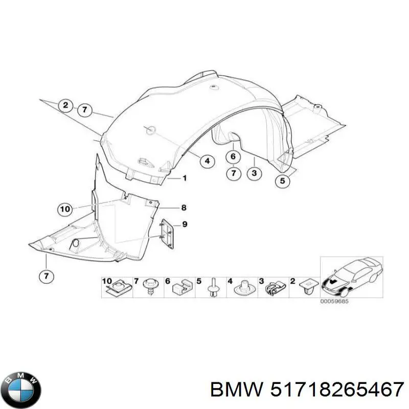 Do koszyka 51718265467 BMW Nadkole błotnika przedniego lewe tylne
