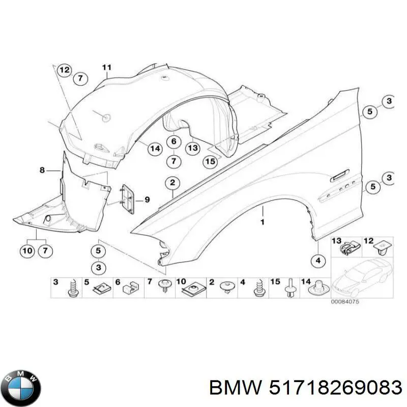 Do koszyka 51718269083 BMW Nadkole błotnika przedniego lewe tylne